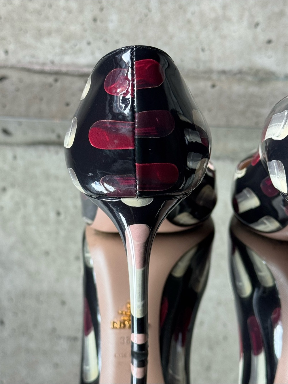 Prada Lipstick Print Patent Leather Pumps - Picture 6 of 8